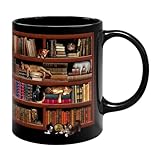 JYNER Taza de café Bookish, Taza de café con Libro de cerámica de 300 ml, Taza de té novedosa con diseño de Gato de estantería, Taza de té 3D Bookaholics para Amantes de los Libros, Restaurantes, Hote