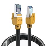 Cable Ethernet Cat 8 de 75 pies, para exteriores e interiores, 26AWG 40Gbps 2000Mhz blindado y cable de red LAN Cat8 de alta velocidad con conector RJ45 chapado en oro, resistente a la intemperie,