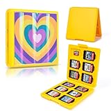 DLseego Estuche para tarjetas de juego para Switch, funda de corazón multicolor, soporte para tarjetas de juego, caja de almacenamiento de tarjetas de bruja 12 tarjetas de juego y 12 ranuras para