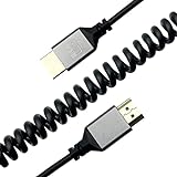 LiKuCo Cable HDMI en espiral HDMI macho a HDMI macho de nailon trenzado chapado en oro, cable HDMI 2.0, compatible con 3D 4K, resolución 1080P, longitud estirada de 12 a 75 pulgadas (recto)
