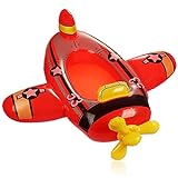 com-four® Bote de Goma Inflable para niños - Figura de natación para divertirse en el Agua - con diseño de avión (Avion Rojo)