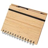 Operitacx Cuaderno con tapa de madera, encuadernación en espiral, a rayas, simple diario, bloc de notas, cuaderno portátil para estudiantes, bocetos y escritura