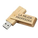 Planetacase Memoria USB la Mejor Profesora del Mundo - Pendrive 16GB Madera Natural Flashdrive USB Regalo