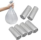 Bolsas de basura de baño de 4 galones, 6 rollos, 120 bolsas de basura pequeñas, bolsas de basura desechables para oficina, papelera de baño (plata, 120 unidades)