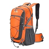 zeroto 50L Mochila de Senderismo, mochila Impermeable para hombres y mujeres mochila ligera y transpirable para acampar resistente con sistema de suspensión para acampar al aire (Naranja)