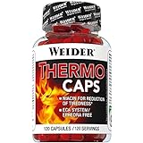 Weider Thermo Caps- 120 Capsulas, Disminuye el apetito, Potente fórmula termogénica con cafeína, Enriquecido con Cromo, Cúrcuma, l-Carnitina, 120 unidad, 1