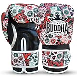 BUDDHA FIGHT WEAR - Guantes de Boxeo Mexican - Muay Thai - Kick Boxing - Piel Sintética Relleno Interior GS-3 - Protección contra Impactos - Color Rojo - Talla 16 Onz